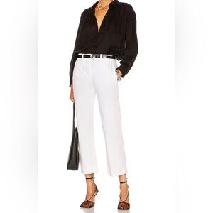 Nili Lotan Tomboy Straight Leg Twill Cropped Capsule‎ White Pants Size 10 NWT